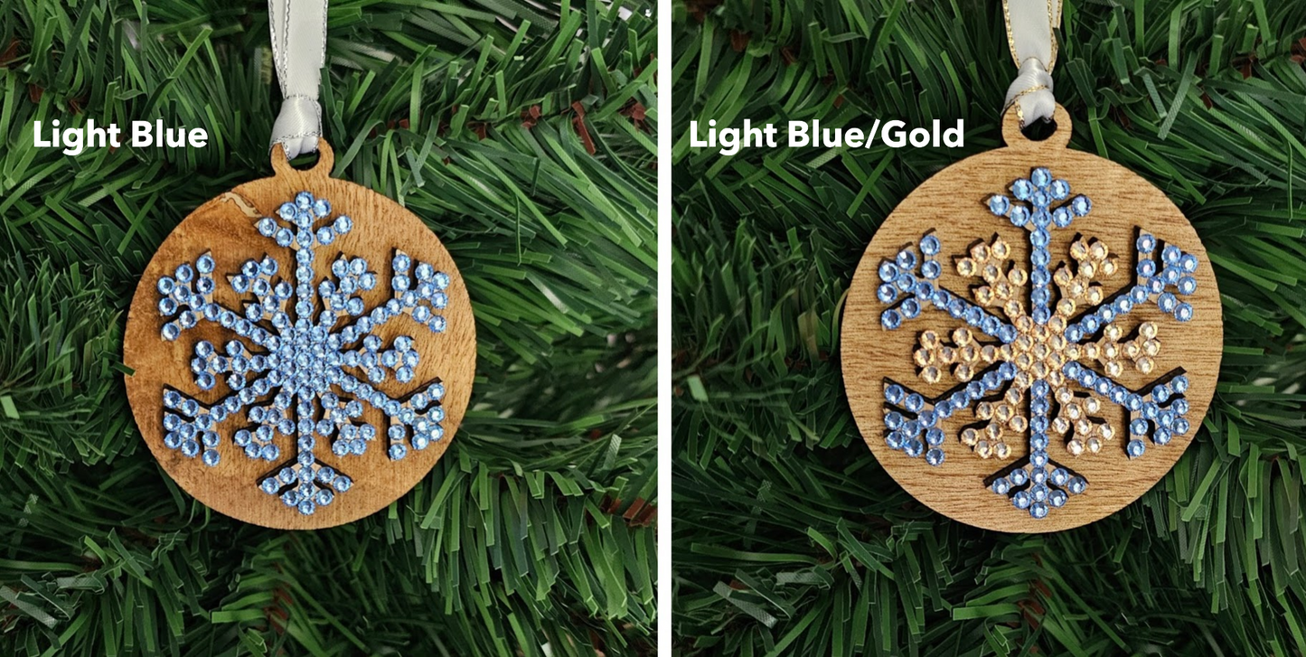 Snowflake w/ Rhinestones - Wood Ornaments