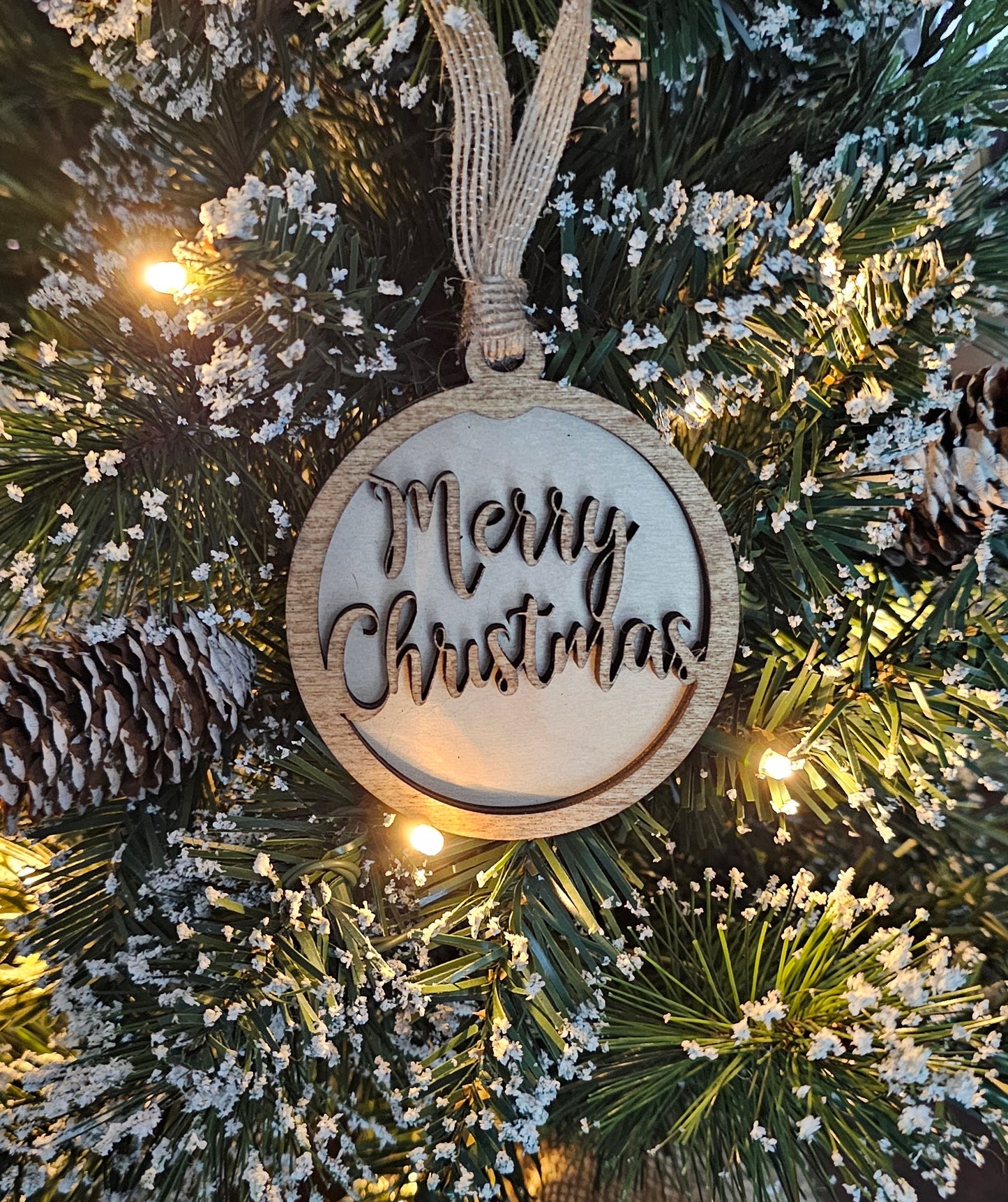 Wood/Glitter Ornaments - Merry Christmas