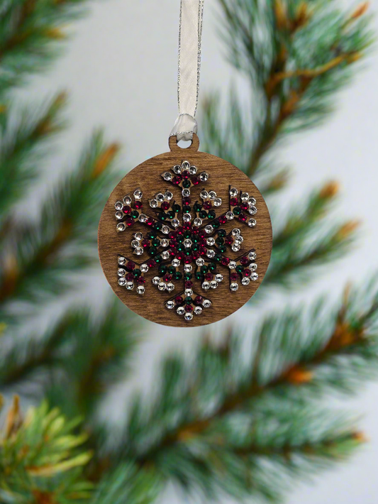 Rhinestone Snowflake - Wood Ornaments