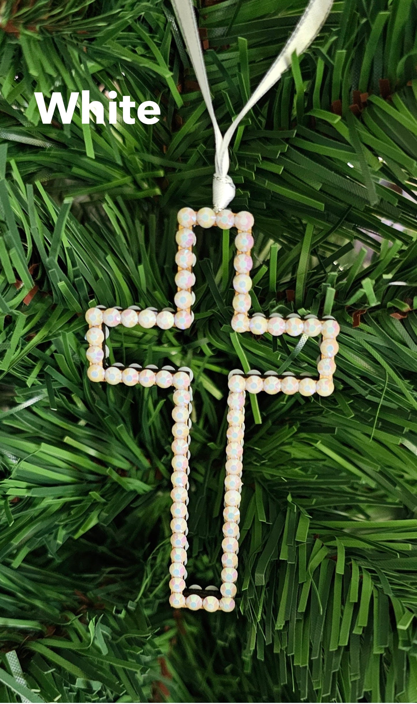 Rhinestone Wooden Cross Ornament