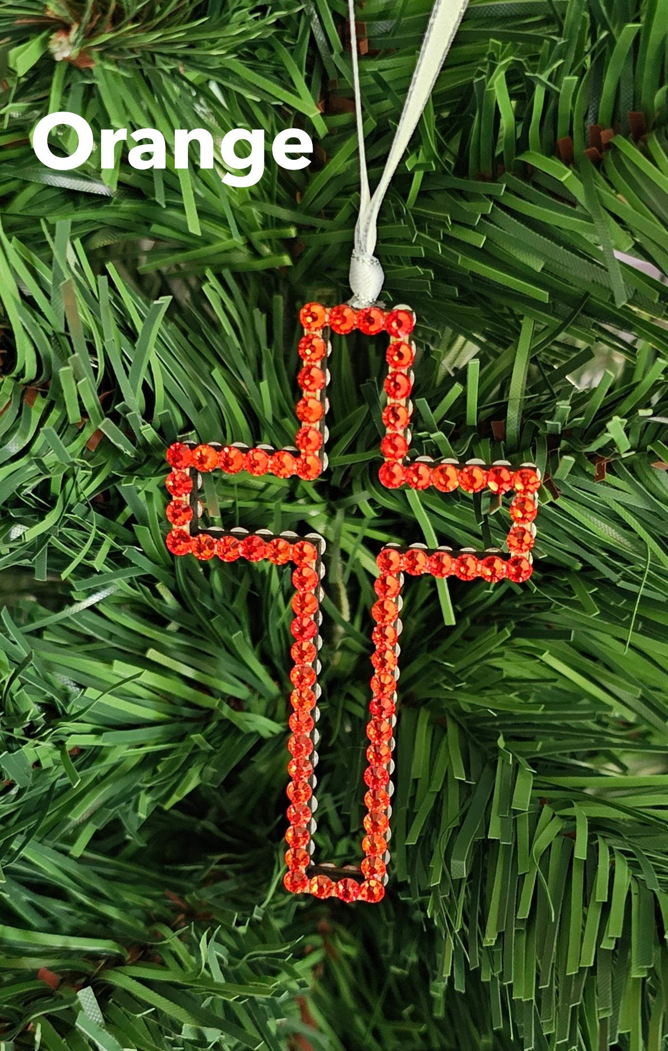 Rhinestone Wooden Cross Ornament