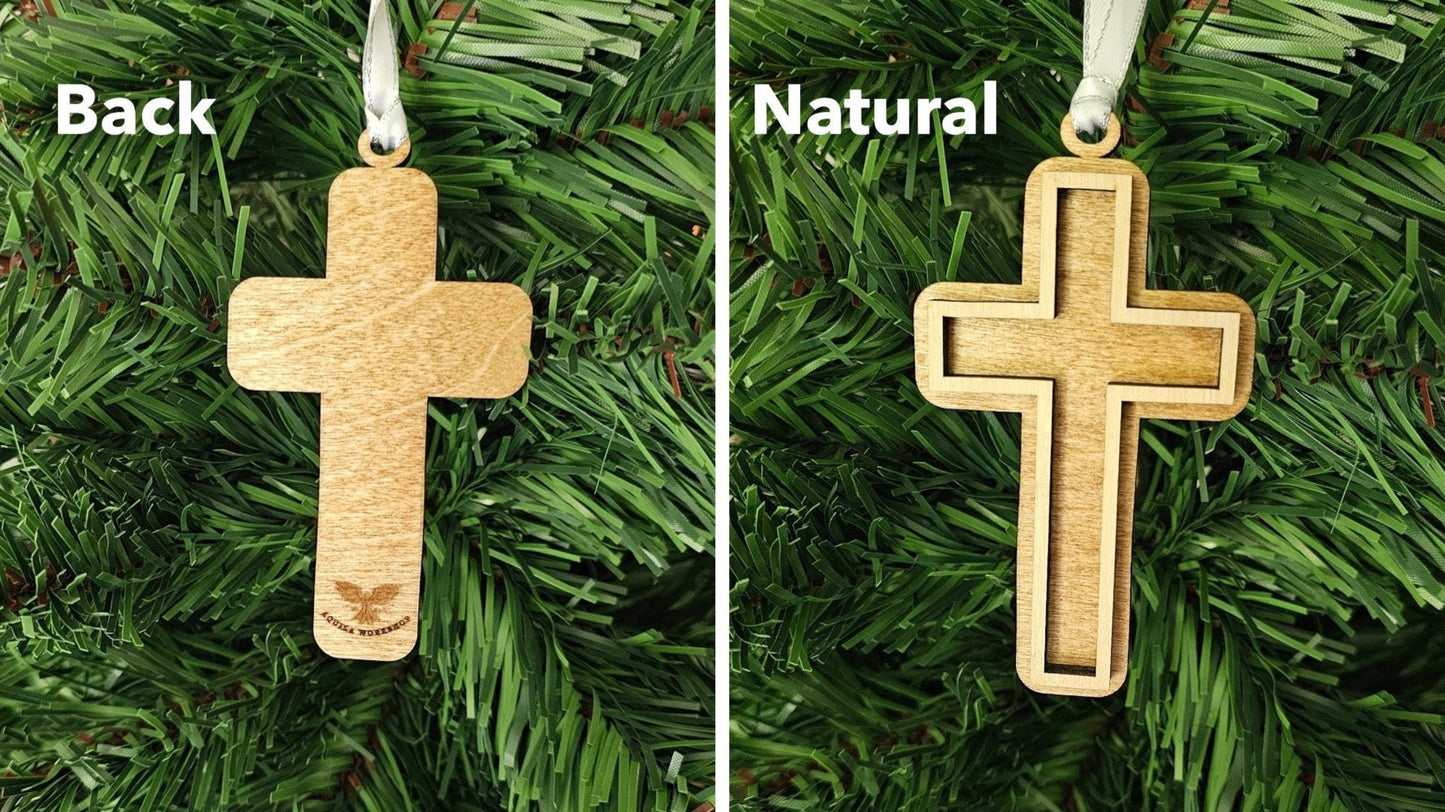 Wooden Cross with Rhinestones - Ornament