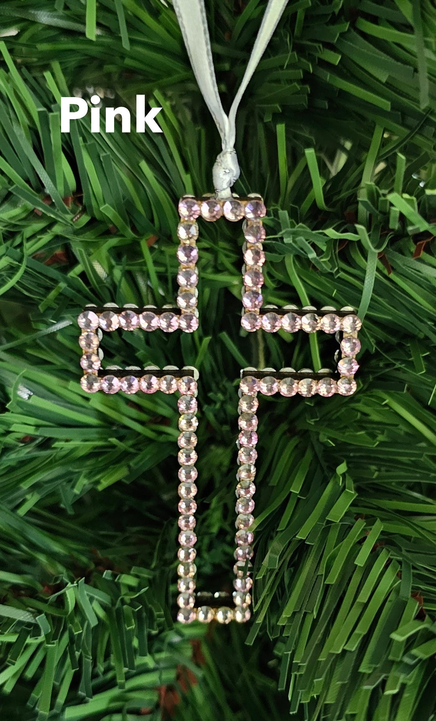 Rhinestone Wooden Cross Ornament