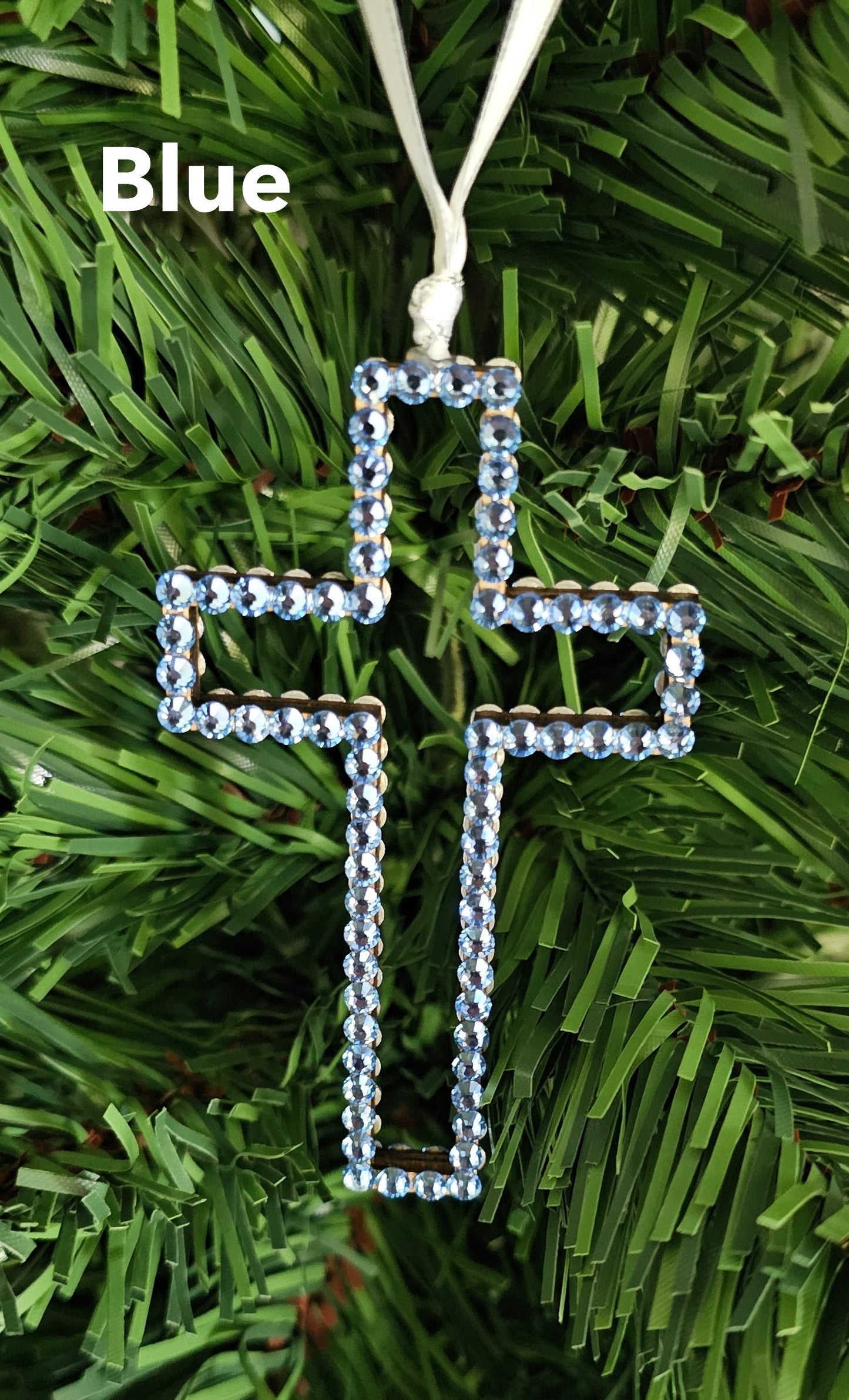 Rhinestone Wooden Cross Ornament