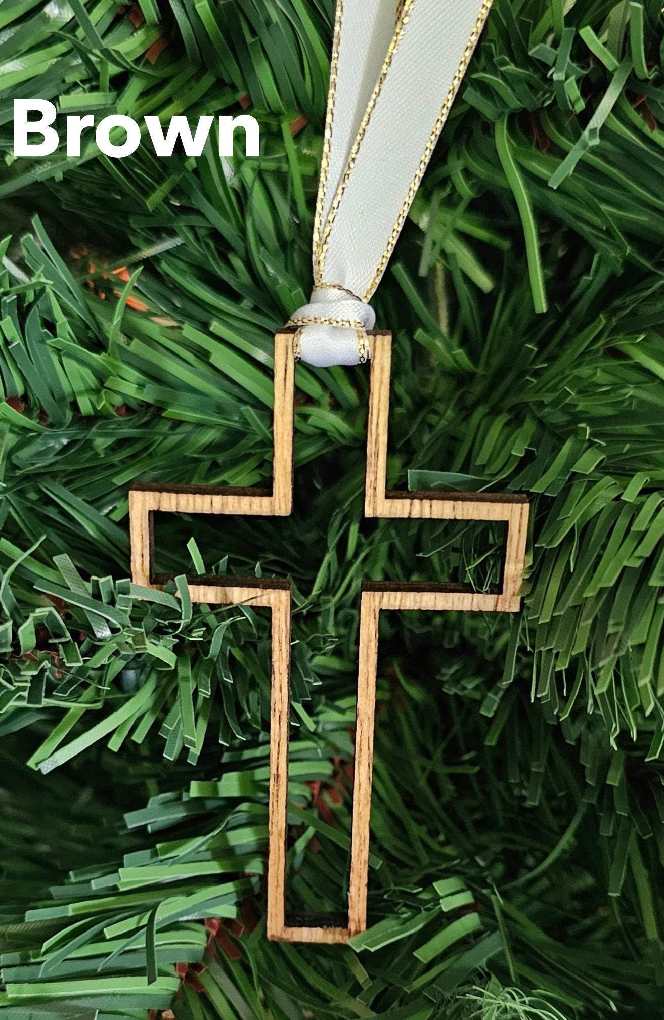 Rhinestone Wooden Cross Ornament