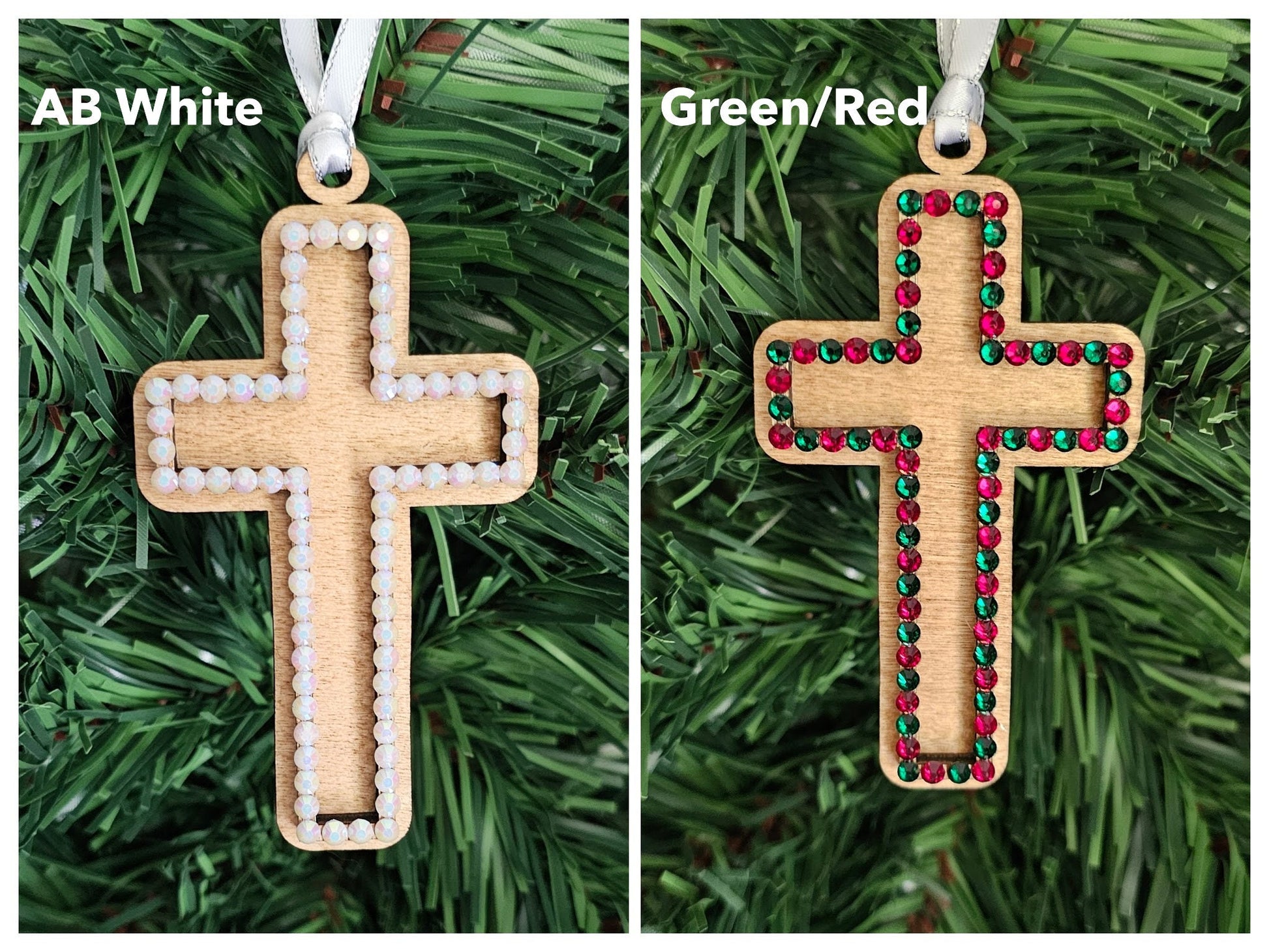 Wooden Cross with Rhinestones - Ornament