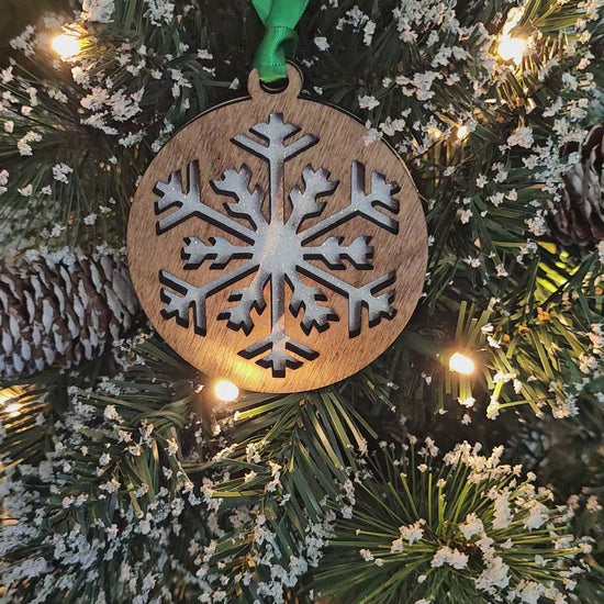 White Snowflake Wood Ornament