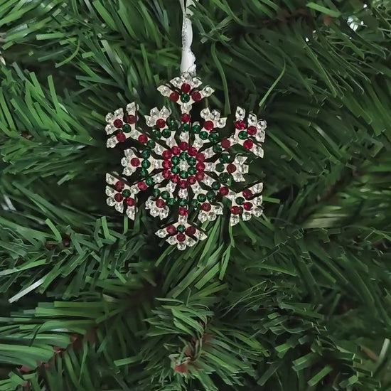 Rhinestone Wooden Snowflake Ornament