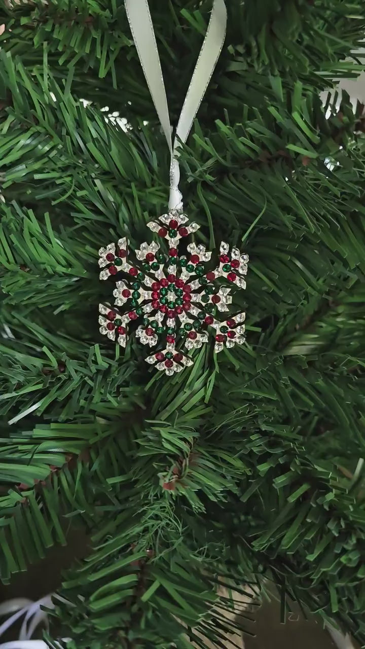 Rhinestone Wooden Snowflake Ornament